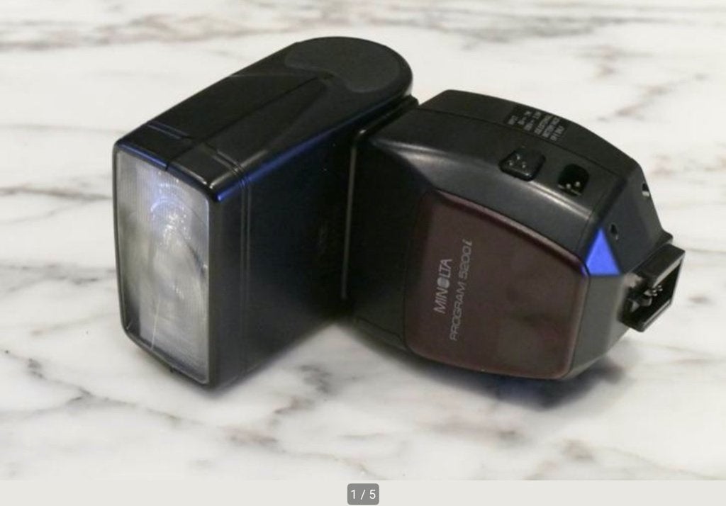 Minolta Program 5200i flash met etui, Audio, Tv en Foto, Minolta, Externe flitser, Minolta, Ophalen of Verzenden