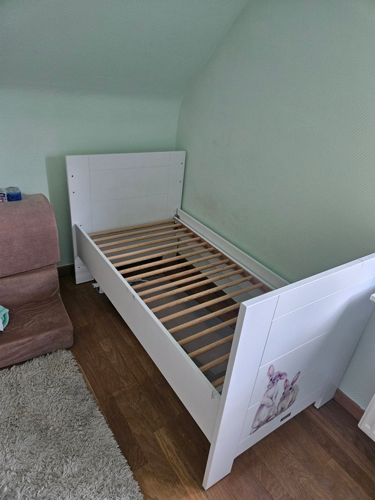 Compleet Bopita kinderbed 70x149cm wit, Gebruikt, 70 tot 85 cm, 140 tot 160 cm, Ophalen