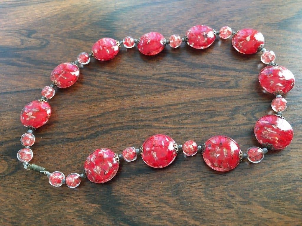 Murano halsketting (1950/60), Bijoux, Sacs & Beauté, Colliers, Enlèvement, Utilisé, Rouge, Autres matériaux