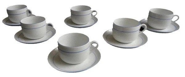 Douwe Egberts Studio Collection 6 tasses et soucoupes blanch, Maison & Meubles, Cuisine | Vaisselle, Comme neuf, Tasse(s) et/ou soucoupe(s)