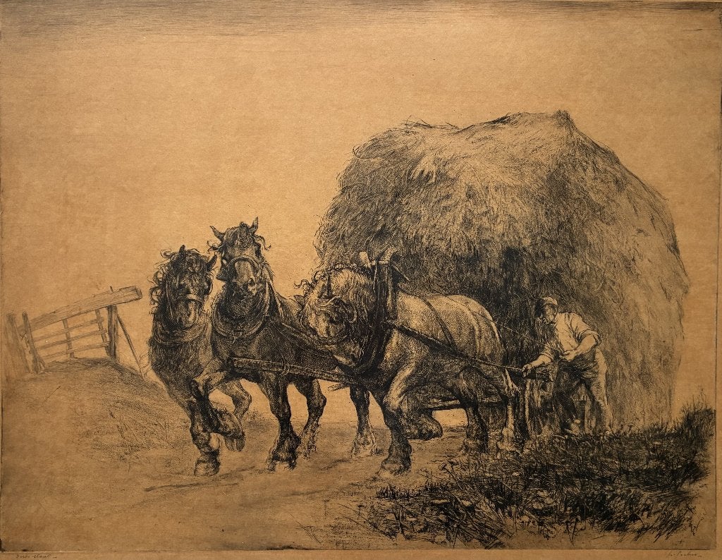 Ets Louis Peeters, Gesigneerd, Dagelijks leven, 88 cm, Ets
