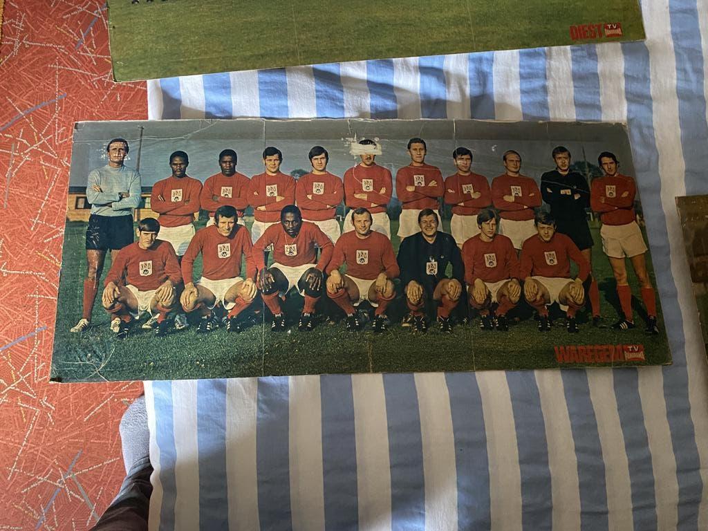 Oude Poster in karton van Voetbalploeg waregem, Ophalen, Gebruikt, Poster, Plaatje of Sticker