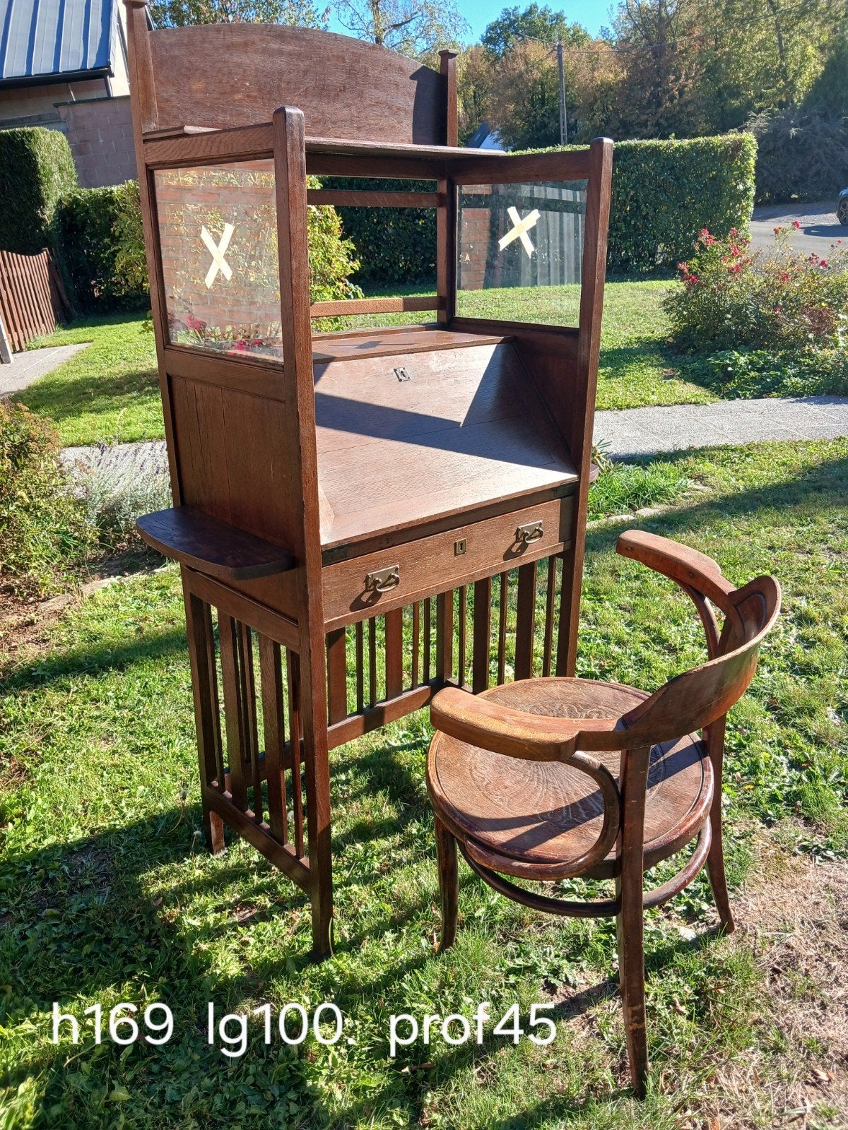 bureau secretaire Art & Crafts + fauteuil art nouveau, Enlèvement