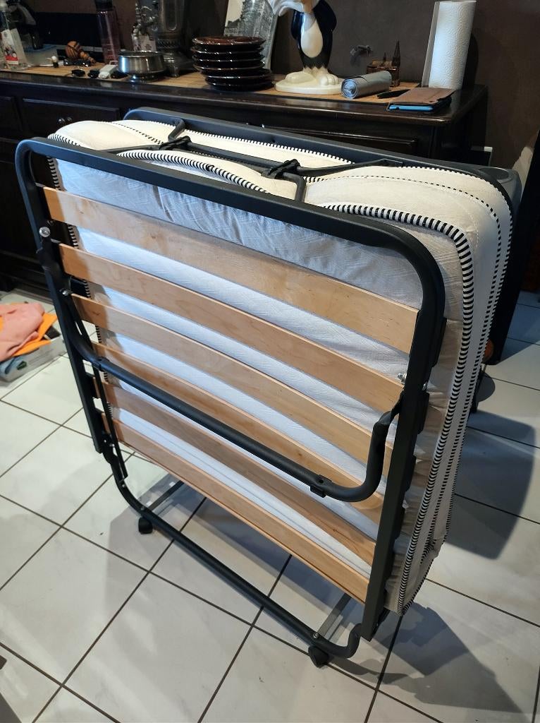 Lit pliant 1 personne - sommier à lattes, 90 cm, Enlèvement, Métal, Pliant