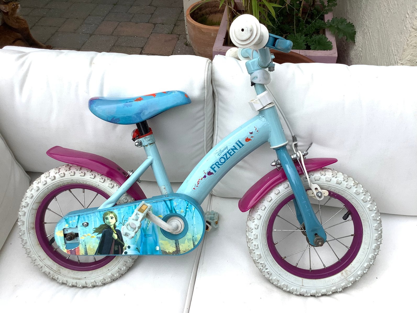Kinderfietsje - model “Frozen” van Disney…, Fietsen en Brommers, Ophalen, Gebruikt, Schijfrem, Minder dan 16 inch