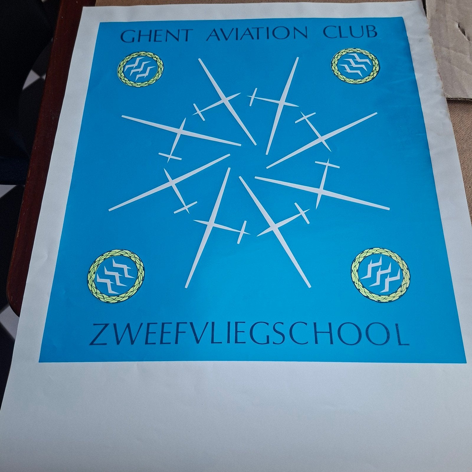 Poster vliegclub Ghent Aviation Club, Verzamelen, Ophalen of Verzenden, Gebruikt, Kaart, Foto of Prent