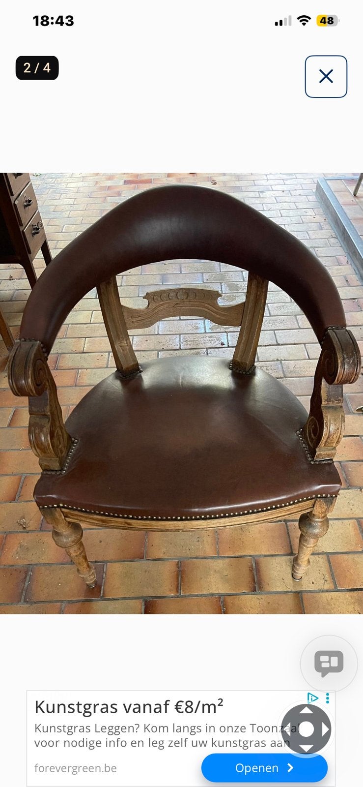 Fauteuil Leder Antiek, Huis en Inrichting, Ophalen, Leer, Antiek , bureaustoel notariaat +_ 150 jaar oud