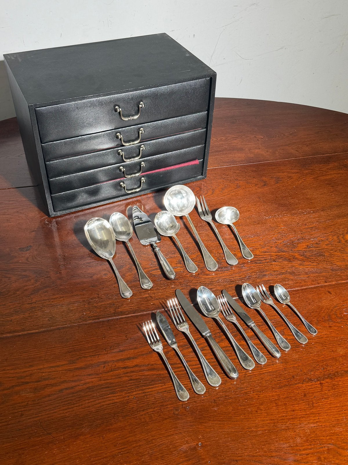 Christofle “Perles”Set with Chest – 127 Pieces /