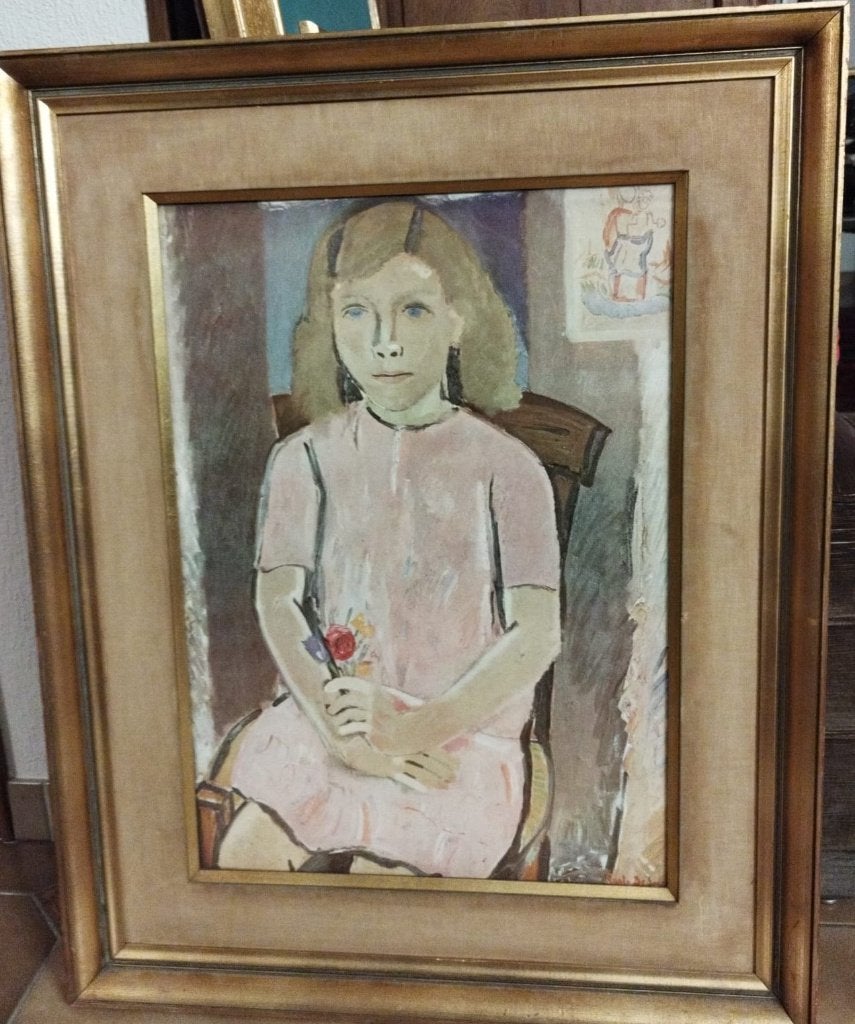 Meisje in het roze van Gustave De Smet, Antiek en Kunst, Gesigneerd in de plaat, Ophalen