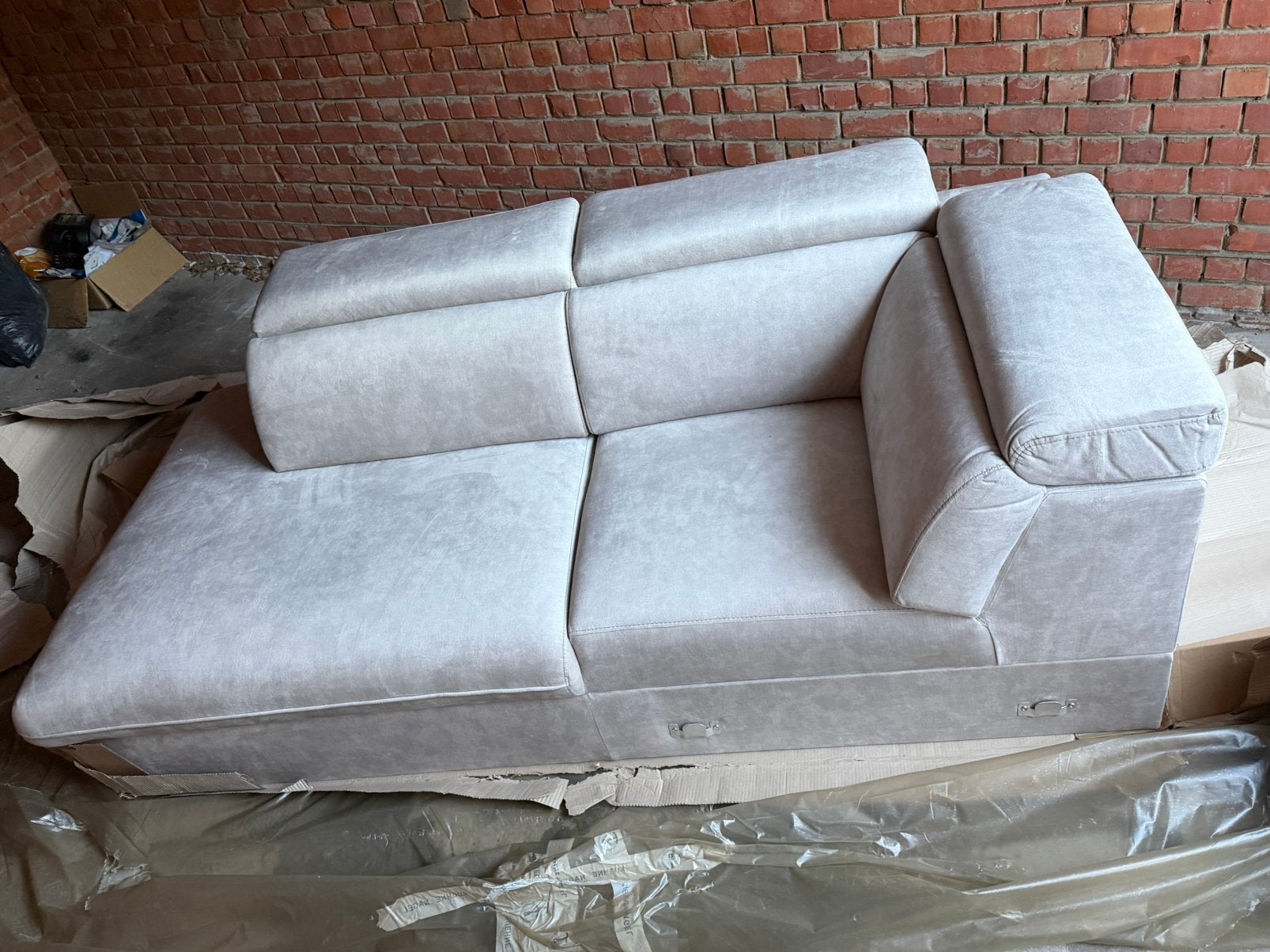 Zetel nieuw in verpakking 2m25 op 1m05, Ophalen, 100 tot 125 cm, Stof, 200 tot 250 cm