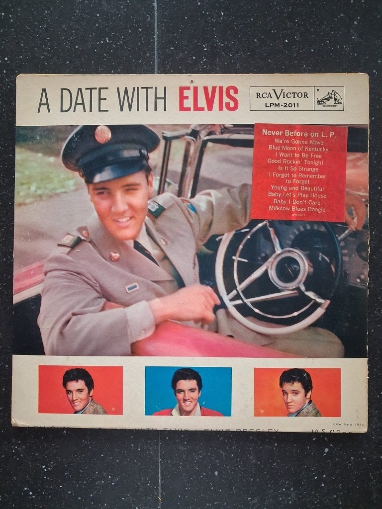 eerste LP USA MONO persing A date withe Elvis 1959, Pochette gatefold, Enlèvement ou Envoi, Utilisé, LP