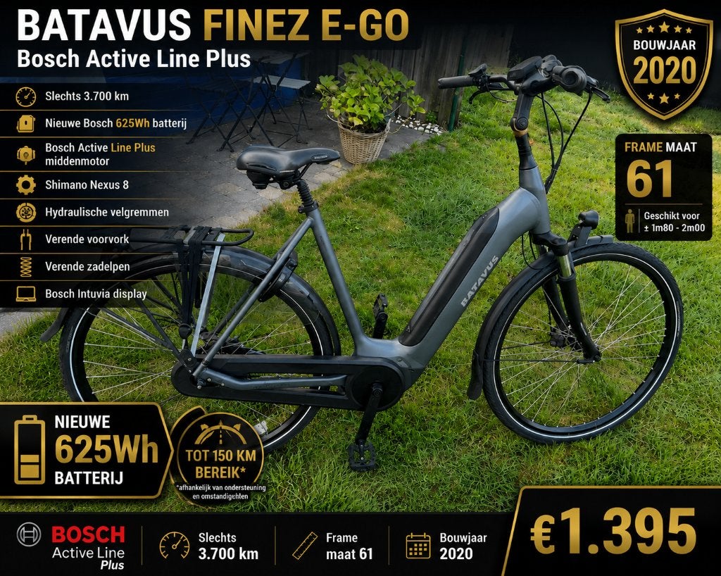 Batavus Finez E-Go BOSCH Active Plus Topstaat 3.700 km, Ophalen, Batavus, Zo goed als nieuw, 59 cm of meer