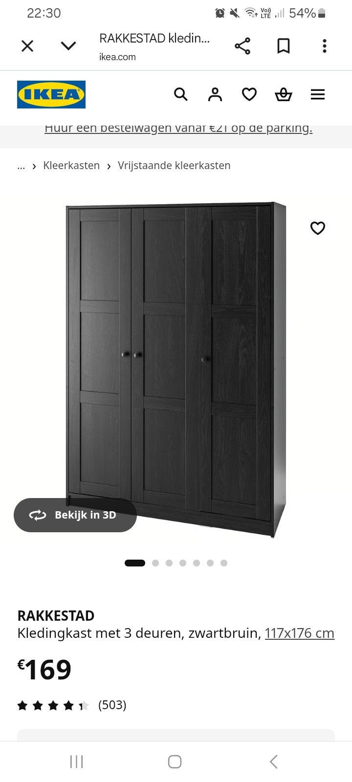 Zwarte kleerkast ikea, Ophalen