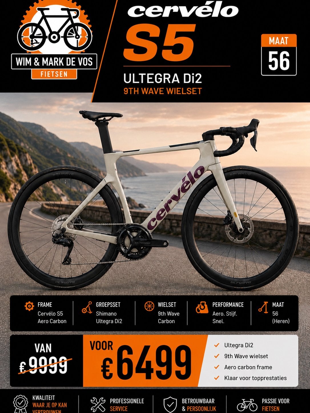 Nieuwe cervelo s5  *ultegra di2* 9th wave wielset *, Fietsen en Brommers, Ophalen, Zo goed als nieuw, Carbon, Giant