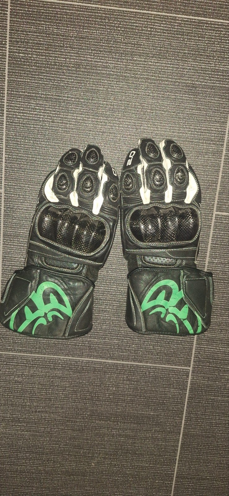gants moto cuir berik noir et vert, Motoren, Kleding | Motorkleding, Ophalen of Verzenden, Handschoenen