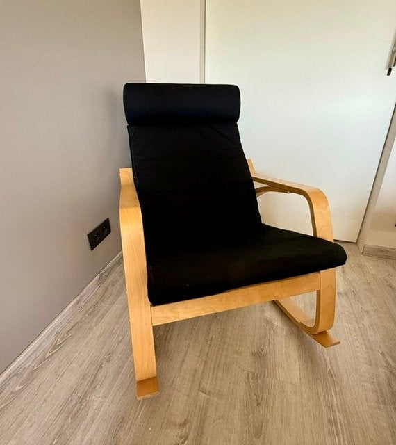 IKEA POÄNG Set: Relaxstoel zwart, Ophalen, Gebruikt