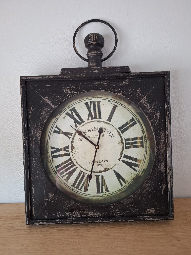 Wandklok 50x50, Noir, Comme neuf, Industriel, Enlèvement