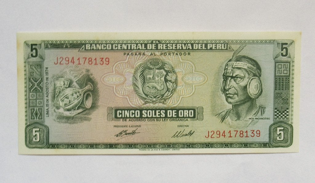 Peru 5 Soles de Oro 1974, Postzegels en Munten, Verzenden, Zuid-Amerika