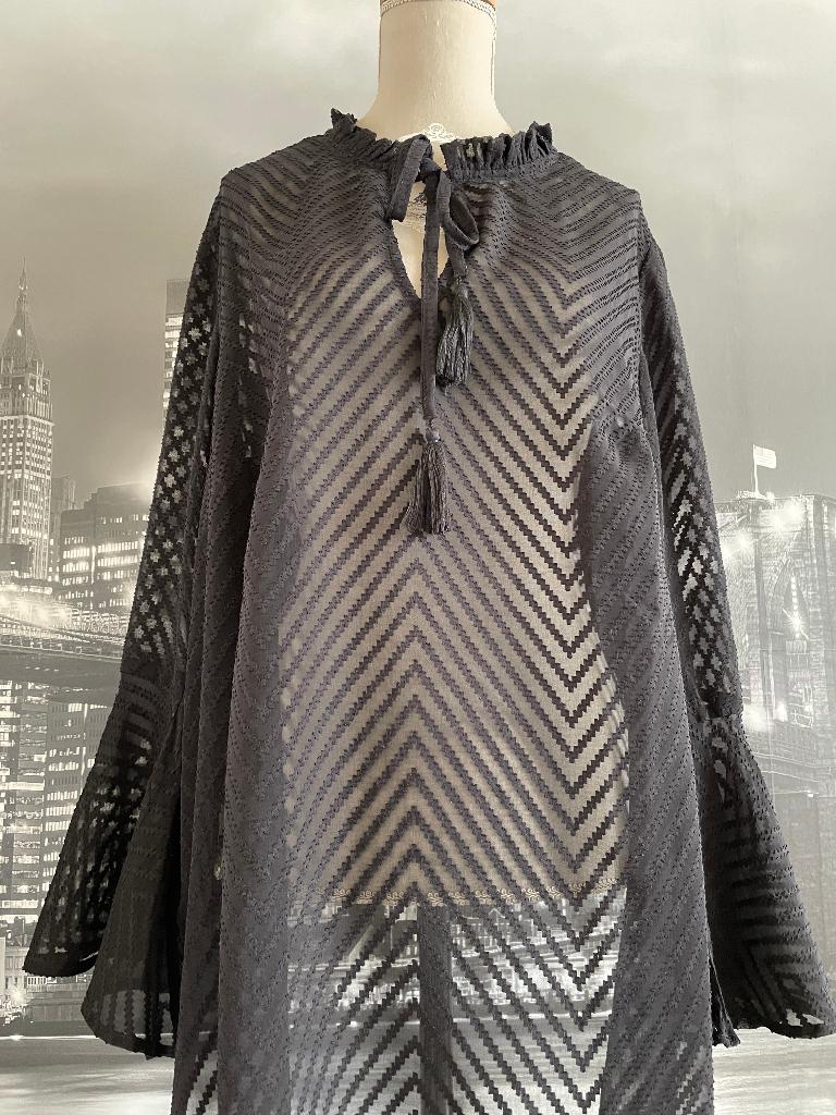 zwarte blouse - doorzichtig - 46/48, Verzenden, Zo goed als nieuw, Maat 46/48 (XL) of groter, Zwart