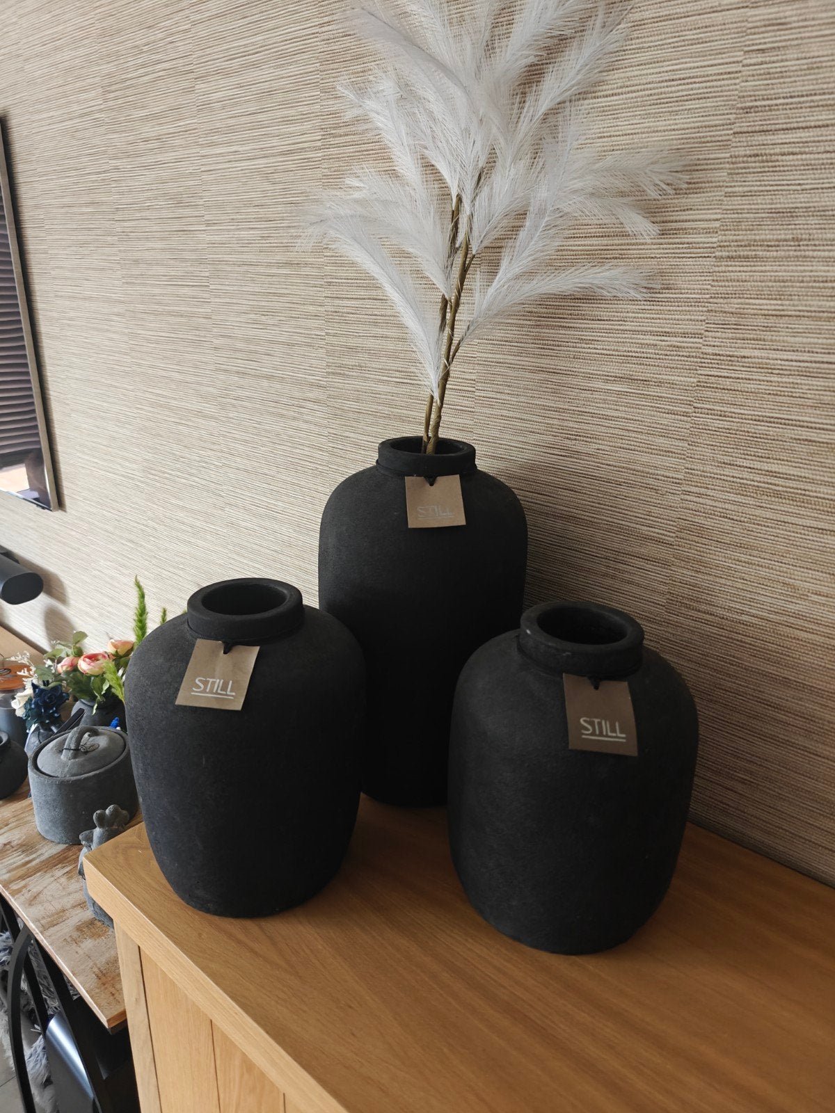 Set van 3 zwarte STILL vazen, Maison & Meubles, Accessoires pour la Maison | Vases, Enlèvement, Noir