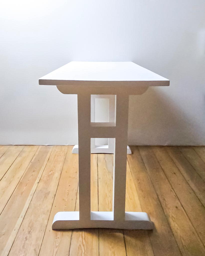 Table de bistrot vintage - en bois - blanche, Quatre personnes, Enlèvement ou Envoi, 50 à 100 cm, Comme neuf