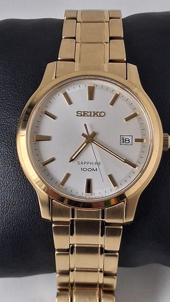 Seiko herenhorloge - Sapphire, Gebruikt, Staal, Polshorloge, Ophalen of Verzenden