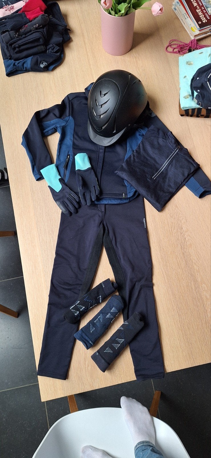 paardrij kleding set 10 jaar, Ophalen, Blauw, Gebruikt, Kinderen