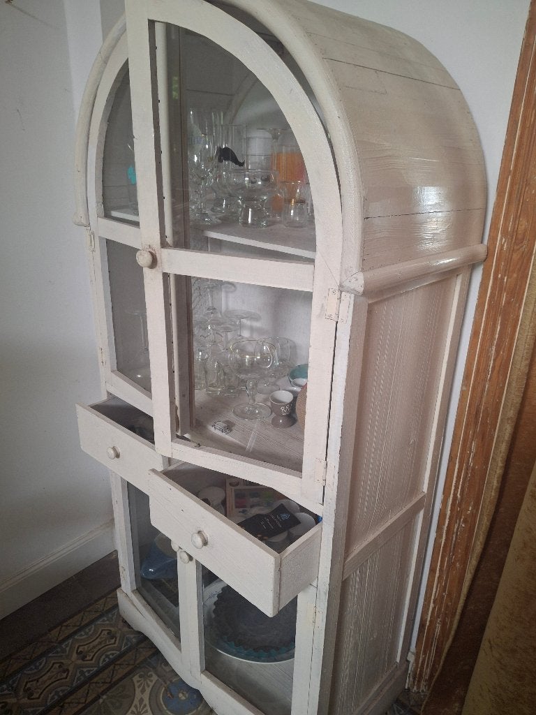 Vintage buffetkast servieskast vitrine, Enlèvement, Verre
