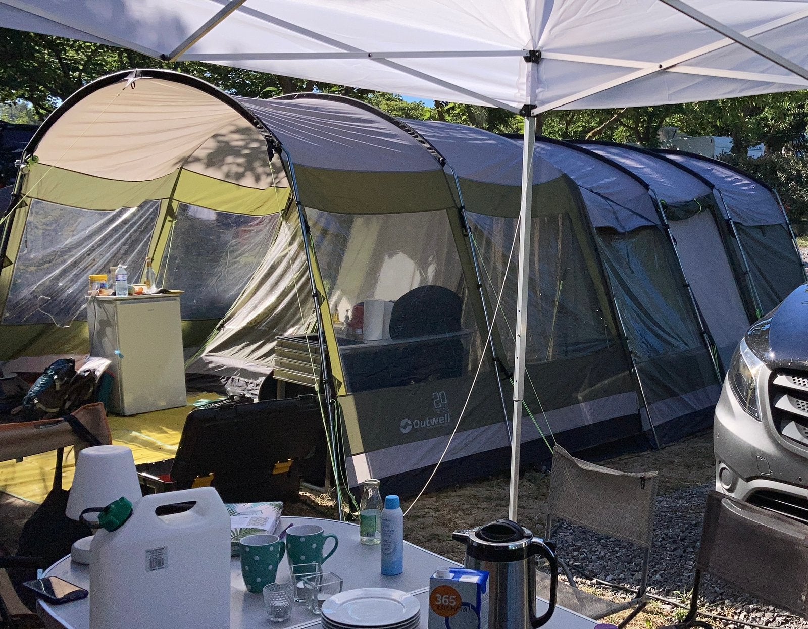 Tent-outwell montana 6 p met front extension, Caravans en Kamperen, Ophalen, Gebruikt, Tot en met 6
