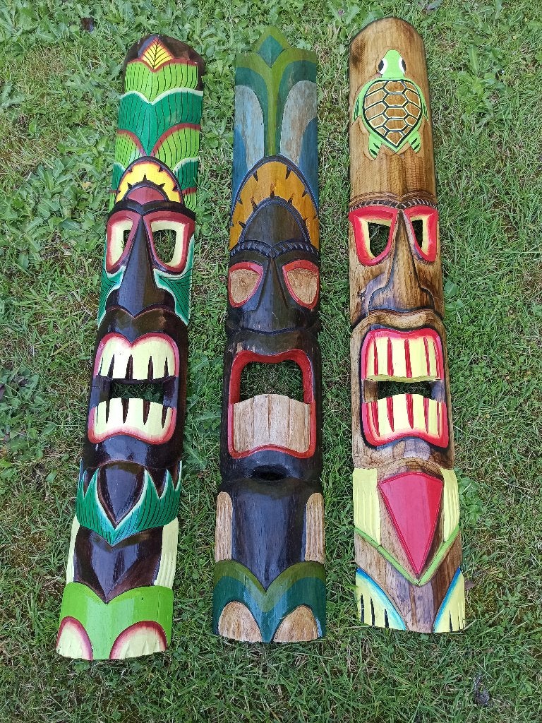 houten maskers indonesie, Antiek en Kunst, Ophalen