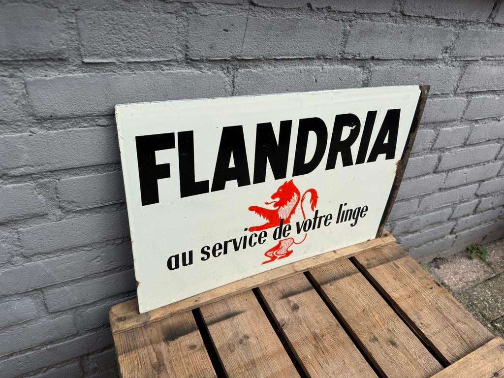 Flandria oud emaille reclamebord, Verzamelen, Merken en Reclamevoorwerpen, Ophalen, Gebruikt, Reclamebord