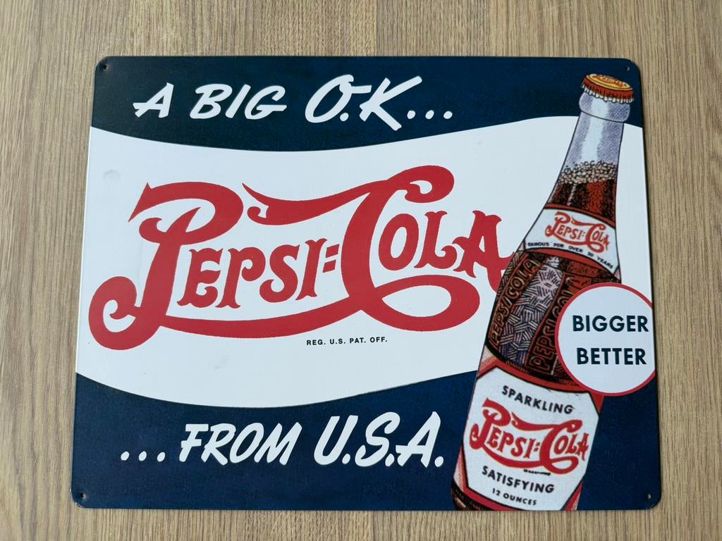 Metalen bord Pepsi Cola, Verzamelen, Ophalen, Zo goed als nieuw