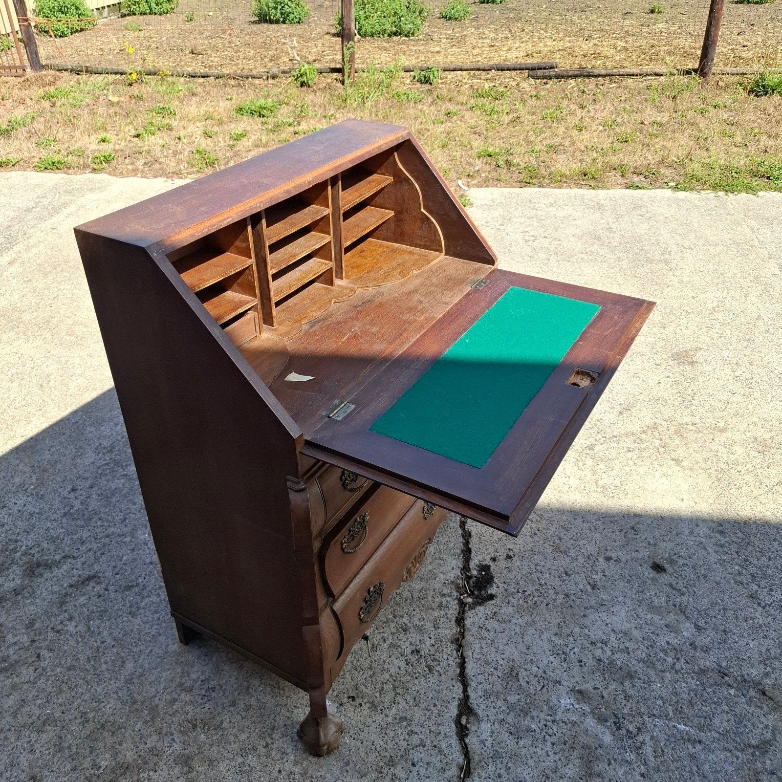 te koop oude klapbureau, Ophalen