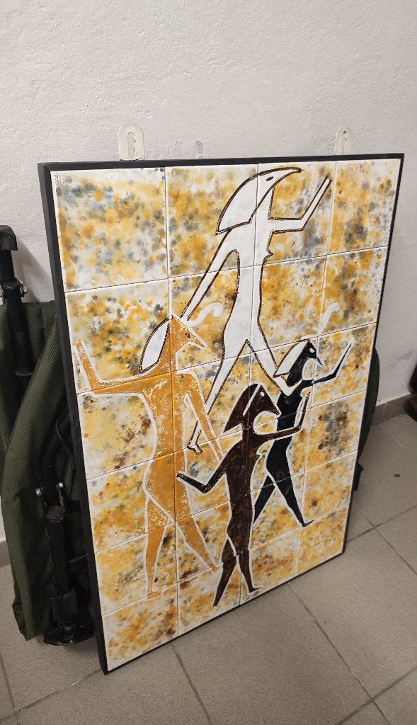 Imposante grote keramiek muurdecoratie schilderij, Ophalen