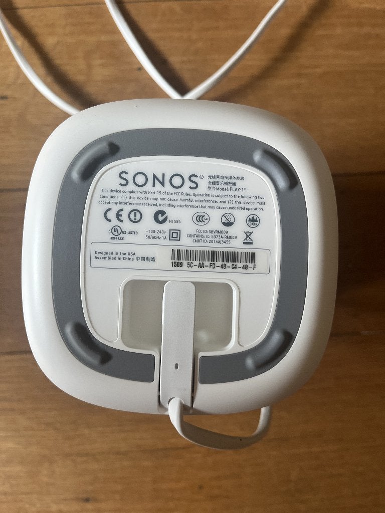 Sonos Play 1 blanc, Enceinte d'étagère, Sorento, 60 à 120 watts, Enlèvement