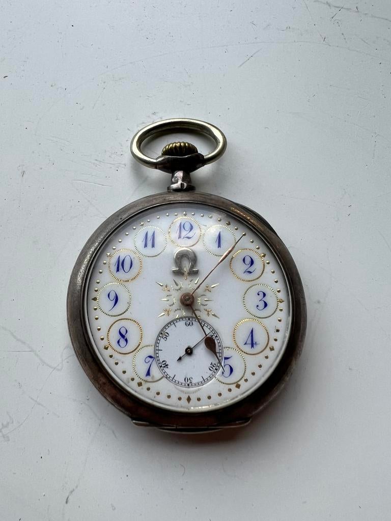 Montre de poche Omega ancienne argent massif, Enlèvement ou Envoi, Argent, Montre de poche, Omega