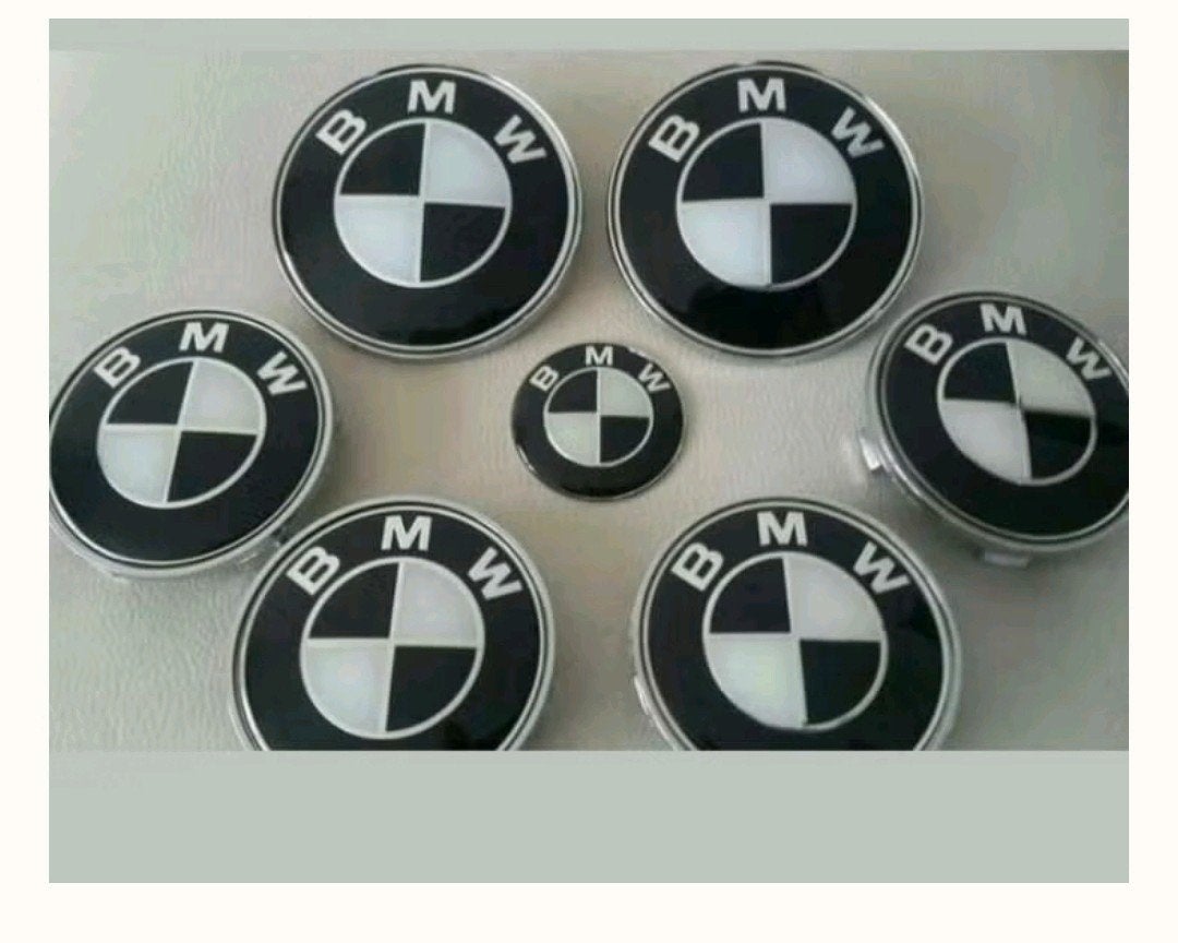 Bmw emblemen set van 7x logo's in zwart wit, Ophalen of Verzenden
