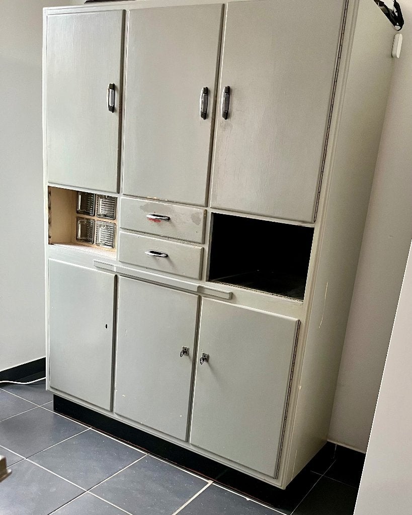 Authentieke vintage keukenkast jaren 50/60, Huis en Inrichting, Kasten | Wandmeubels, Ophalen, Gebruikt, Met deur(en), Minder dan 150 cm