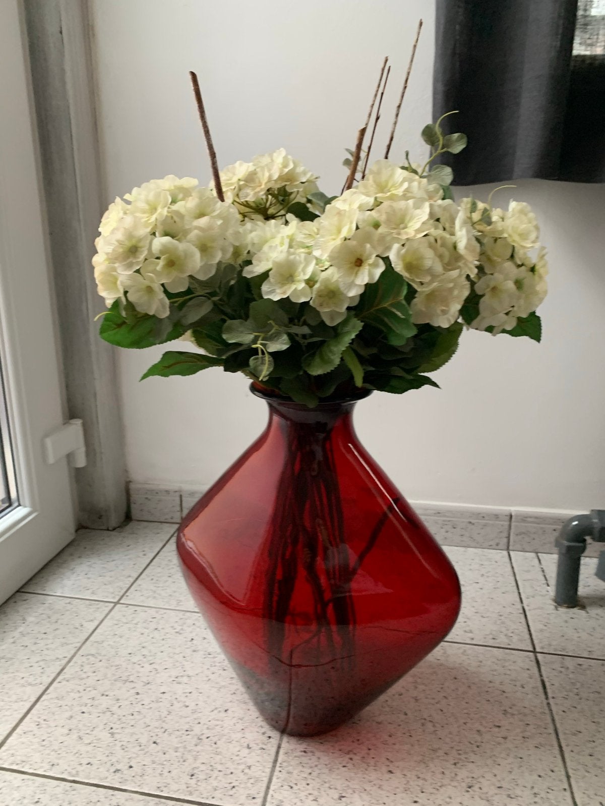 Gros vase en verre rouge, Enlèvement ou Envoi, Comme neuf, Rouge, Verre