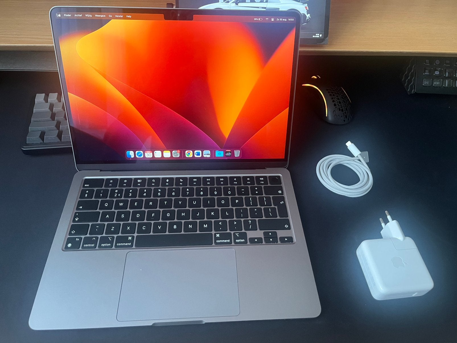 MacBook Air M2 16gb, 256gb, 100%,70w lader, topstaat, Qwerty, Computers en Software, Ophalen, 256 GB, Qwerty, 13 inch