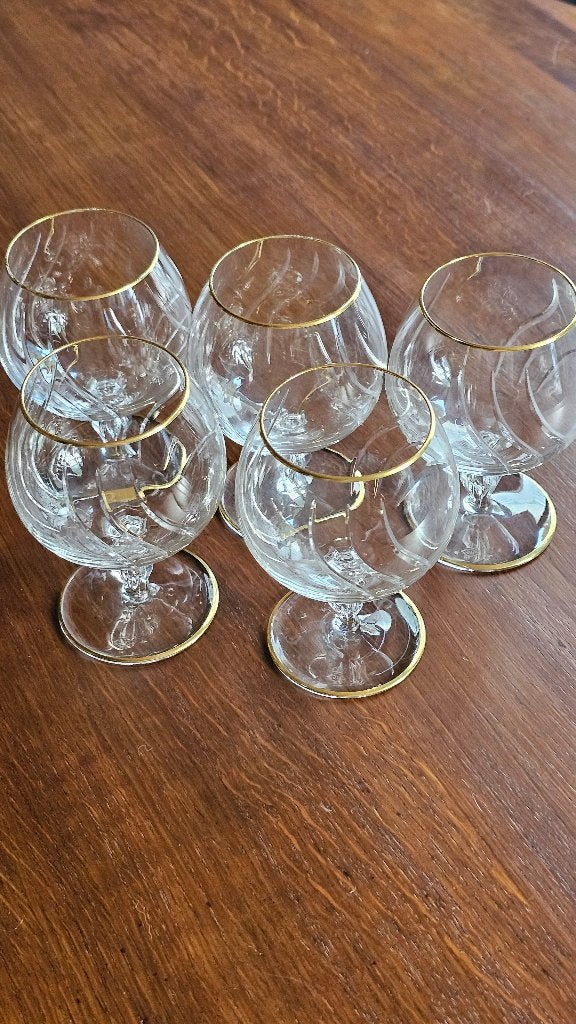 Lot de 5 verres à cognac  brandy en cristal Mikasa Wheaton, Enlèvement