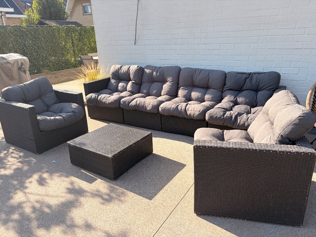 Loungeset tuin / modulair / 80€, Ophalen, Gebruikt, Rotan, Loungeset
