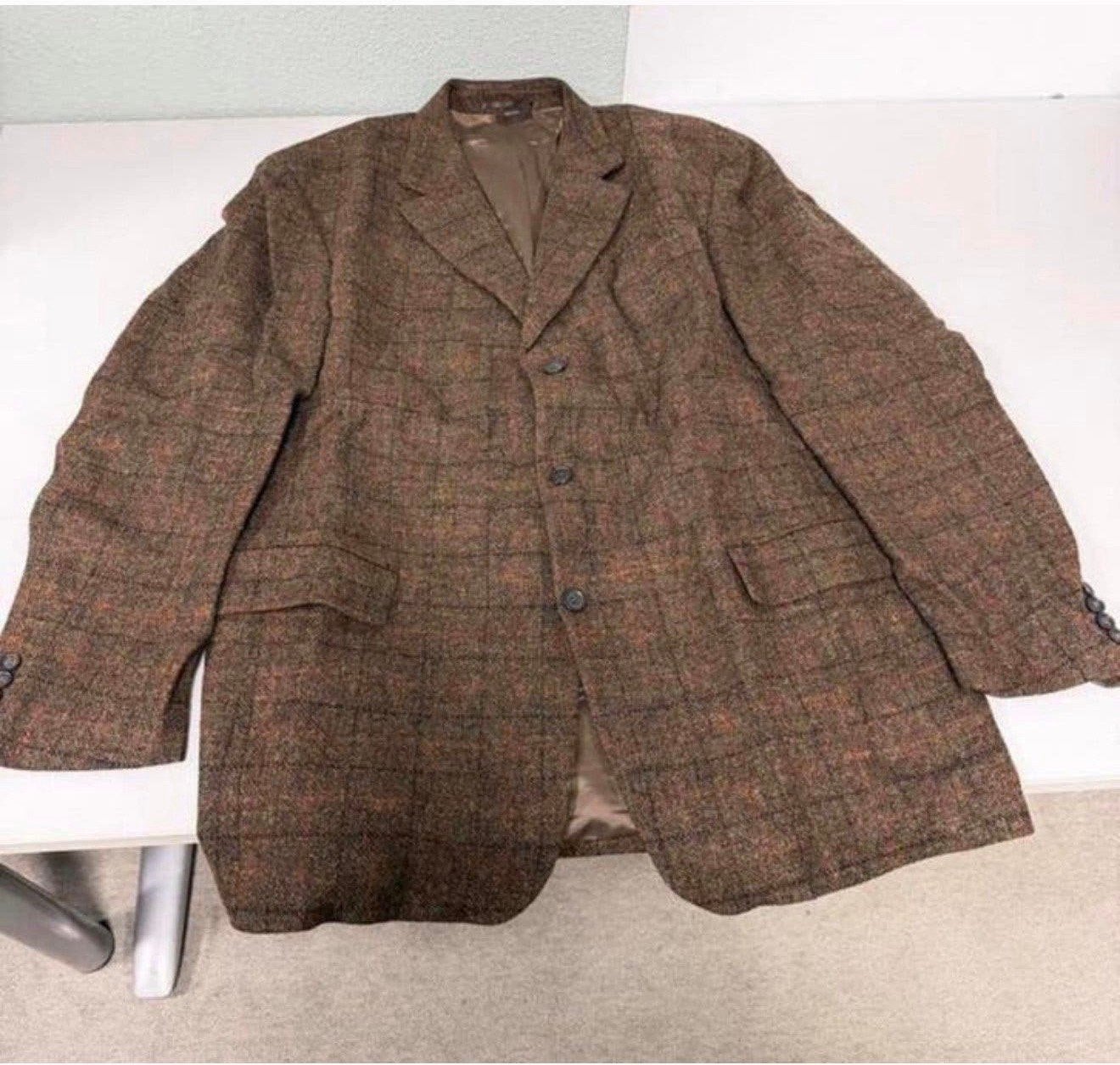 Vintage Harris Tweed Heren Colbert Wol wollen bruin Maat XL, Ophalen of Verzenden, Zo goed als nieuw, Maat 56/58 (XL), Bruin
