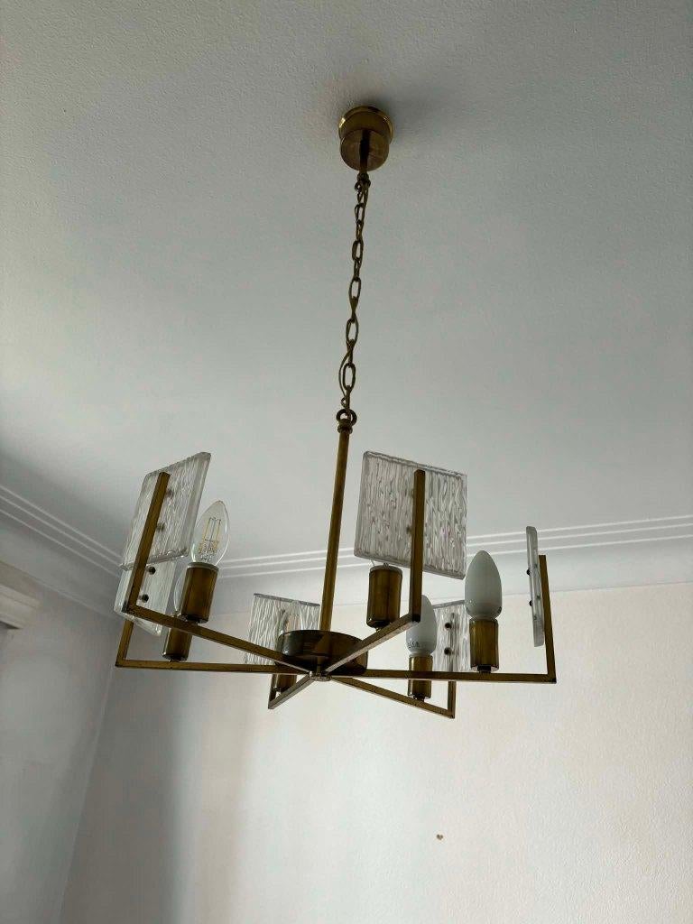 Lustre Vintage années 50, Maison & Meubles, Enlèvement, Utilisé, Métal