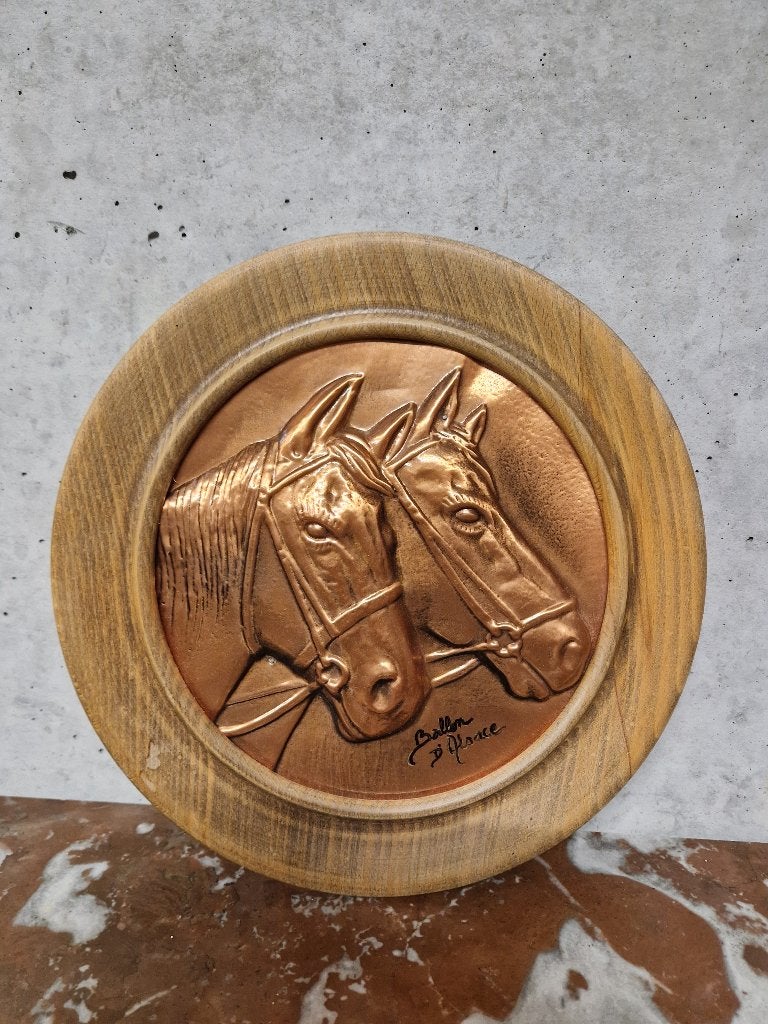 Bord in messing en hout, Antiek en Kunst, Ophalen