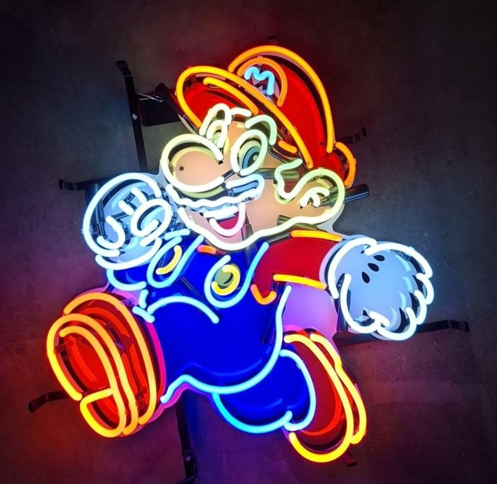 Super mario bross neon gameroom decoratie verlichting lamp, Verzamelen, Ophalen of Verzenden, Nieuw, Lichtbak of (neon) lamp