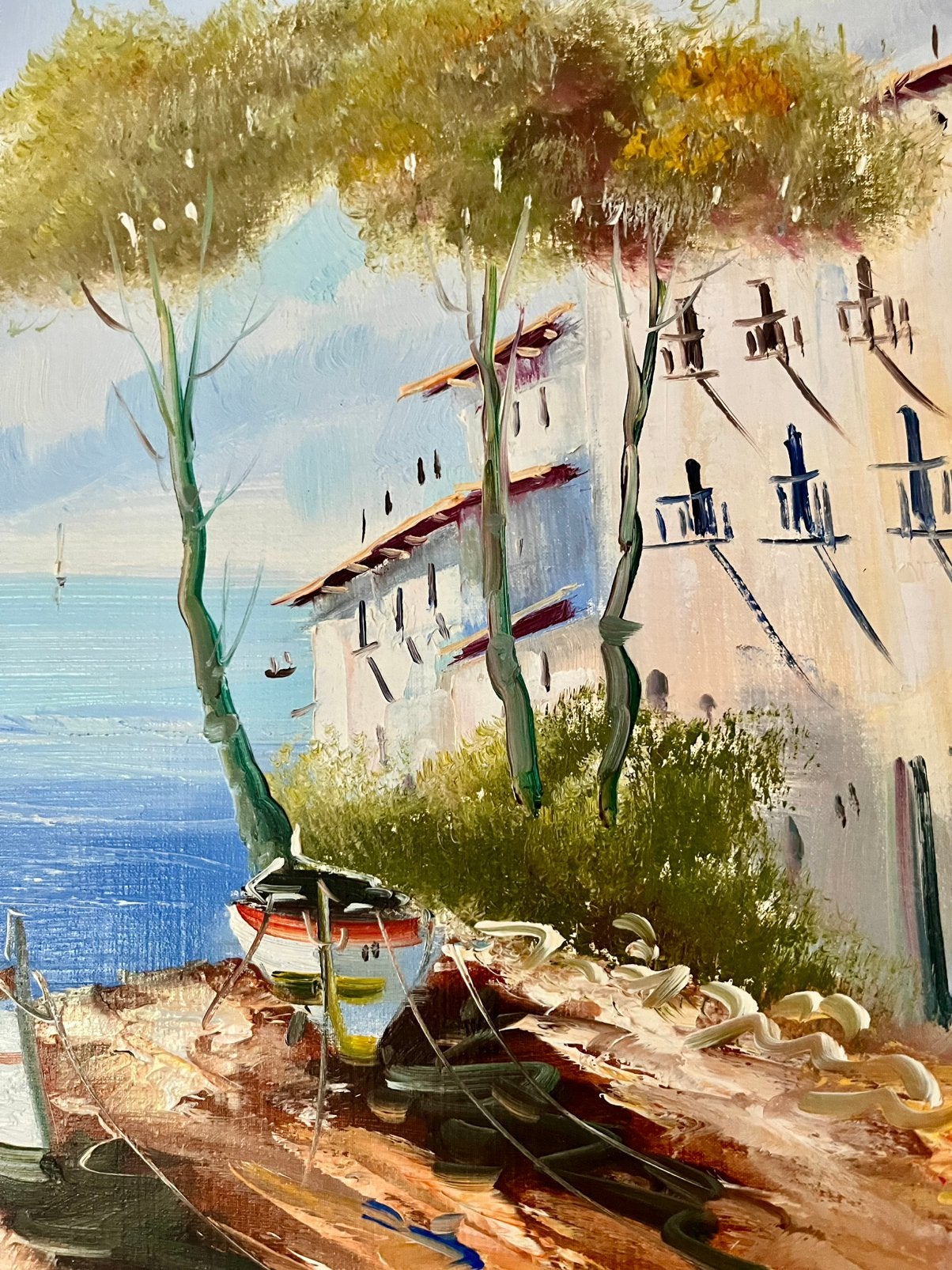 Mediterraans landschap schilderij 60x50cm Valdés, Antiek en Kunst, Ophalen, Landschap