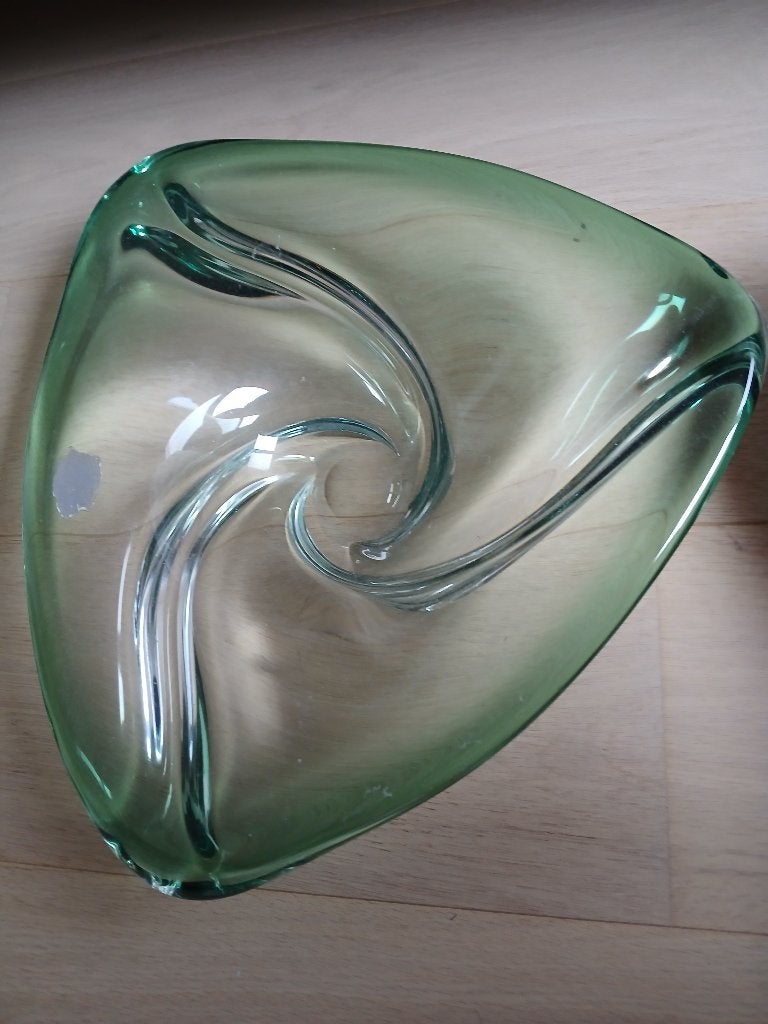 Coupe cristal Val Saint Lambert, Antiquités & Art, Objet, Vert, Enlèvement, Autres matériaux