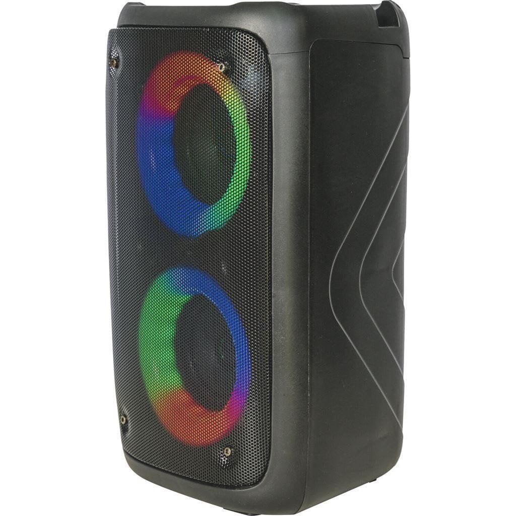 OPLAADBARE LUIDSPREKERBOX 2 x 8cm 100W MET VERLICHTE WOOFERS, Bluetooth, Ophalen of Verzenden, Nieuw, Overige typen