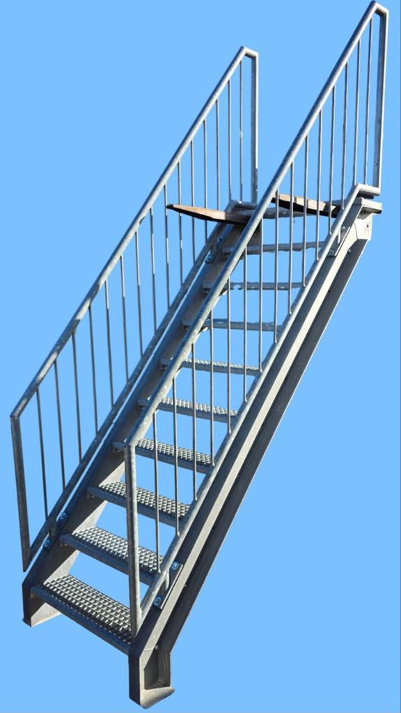 Nette verzinkte trap , gegalvaniseerde buitentrap ca. 218cm, Enlèvement, Utilisé, Escalier, 2 à 4 mètres